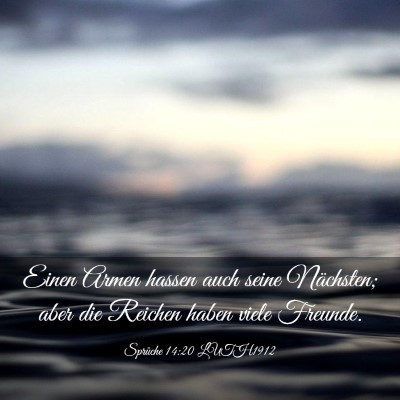Picture 03 - Sprüche 14:20 LUTH1912 - Einen Armen hassen auch seine Nächsten; aber die - Bible Verse Picture