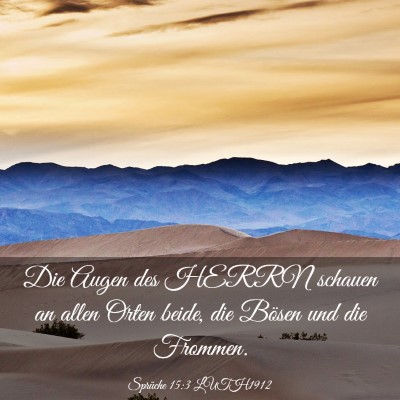 Picture 03 - Sprüche 15:3 LUTH1912 - Die Augen des HERRN schauen an allen Orten beide, - Bible Verse Picture