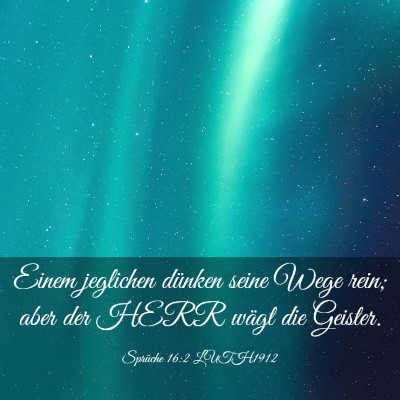 Picture 03 - Sprüche 16:2 LUTH1912 - Einem jeglichen dünken seine Wege rein; aber der - Bible Verse Picture