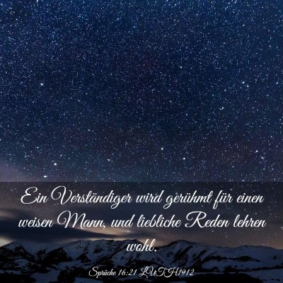 Picture 03 - Sprüche 16:21 LUTH1912 - Ein Verständiger wird gerühmt für einen weisen - Bible Verse Picture