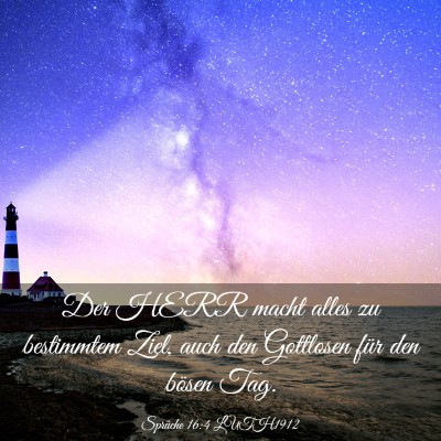 Picture 03 - Sprüche 16:4 LUTH1912 - Der HERR macht alles zu bestimmtem Ziel, auch den - Bible Verse Picture