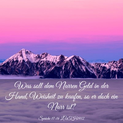 Picture 03 - Sprüche 17:16 LUTH1912 - Was soll dem Narren Geld in der Hand, Weisheit zu - Bible Verse Picture