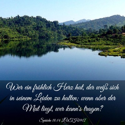 Picture 03 - Sprüche 18:14 LUTH1912 - Wer ein fröhlich Herz hat, der weiß sich in - Bible Verse Picture