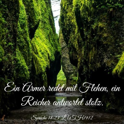 Picture 03 - Sprüche 18:23 LUTH1912 - Ein Armer redet mit Flehen, ein Reicher antwortet - Bible Verse Picture