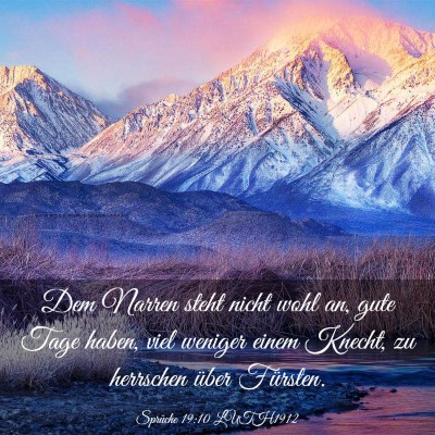 Picture 03 - Sprüche 19:10 LUTH1912 - Dem Narren steht nicht wohl an, gute Tage haben, - Bible Verse Picture