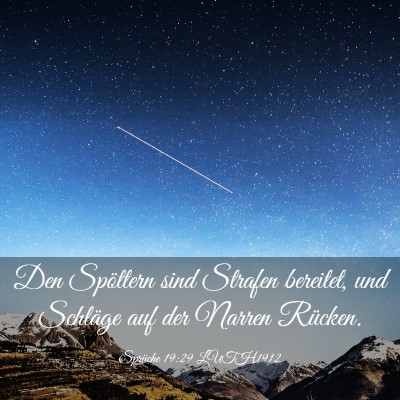 Picture 03 - Sprüche 19:29 LUTH1912 - Den Spöttern sind Strafen bereitet, und Schläge - Bible Verse Picture