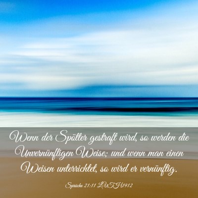 Picture 03 - Sprüche 21:11 LUTH1912 - Wenn der Spötter gestraft wird, so werden die - Bible Verse Picture