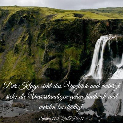 Picture 03 - Sprüche 22:3 LUTH1912 - Der Kluge sieht das Unglück und verbirgt sich; - Bible Verse Picture
