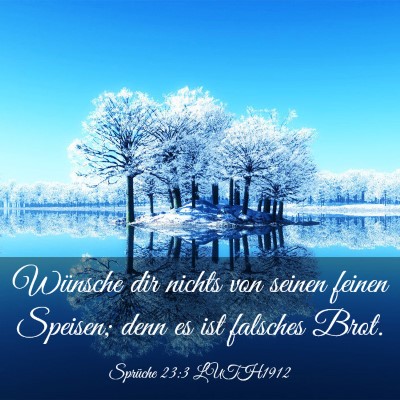 Picture 03 - Sprüche 23:3 LUTH1912 - Wünsche dir nichts von seinen feinen Speisen; - Bible Verse Picture