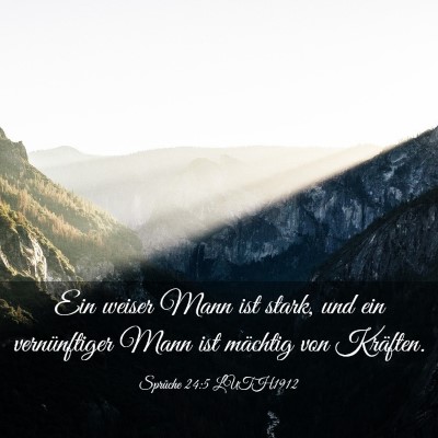 Picture 03 - Sprüche 24:5 LUTH1912 - Ein weiser Mann ist stark, und ein vernünftiger - Bible Verse Picture