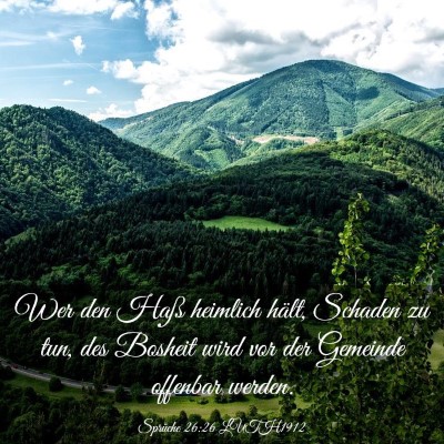 Picture 03 - Sprüche 26:26 LUTH1912 - Wer den Haß heimlich hält, Schaden zu tun, des - Bible Verse Picture