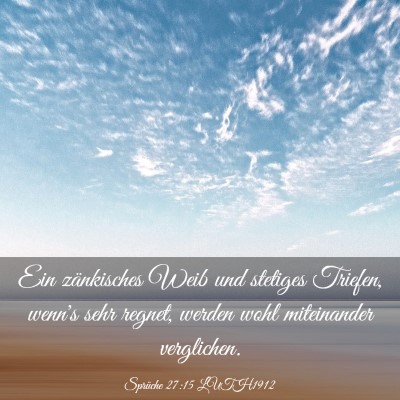 Picture 03 - Sprüche 27:15 LUTH1912 - Ein zänkisches Weib und stetiges Triefen, wenn's - Bible Verse Picture