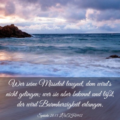 Picture 03 - Sprüche 28:13 LUTH1912 - Wer seine Missetat leugnet, dem wird's nicht - Bible Verse Picture