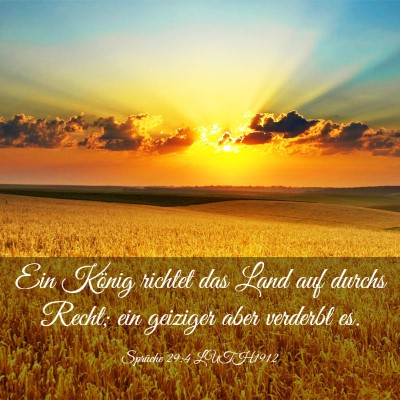 Picture 03 - Sprüche 29:4 LUTH1912 - Ein König richtet das Land auf durchs Recht; ein - Bible Verse Picture