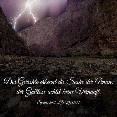 Picture 03 - Sprüche 29:7 LUTH1912 - Der Gerechte erkennt die Sache der Armen; der - Bible Verse Picture