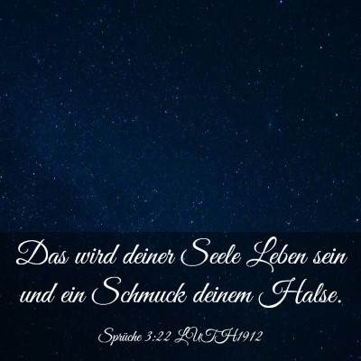 Picture 03 - Sprüche 3:22 LUTH1912 - Das wird deiner Seele Leben sein und ein Schmuck - Bible Verse Picture