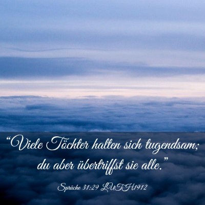 Picture 03 - Sprüche 31:29 LUTH1912 - “Viele Töchter halten sich tugendsam; du aber - Bible Verse Picture