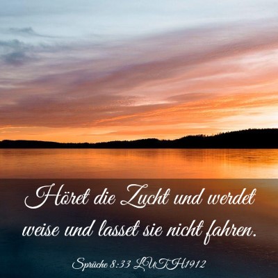 Picture 03 - Sprüche 8:33 LUTH1912 - Höret die Zucht und werdet weise und lasset sie - Bible Verse Picture