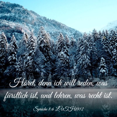 Picture 03 - Sprüche 8:6 LUTH1912 - Höret, denn ich will reden, was fürstlich ist, - Bible Verse Picture