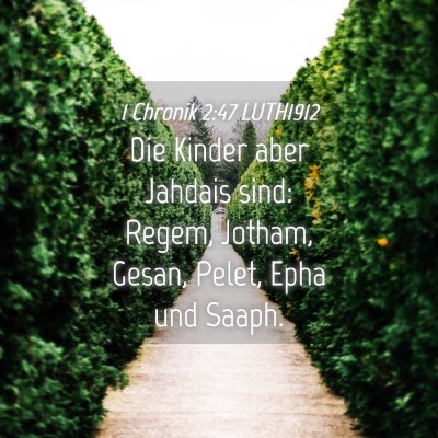 Picture 04 - 1 Chronik 2:47 LUTH1912 - Die Kinder aber Jahdais sind: Regem, Jotham, - Bible Verse Picture