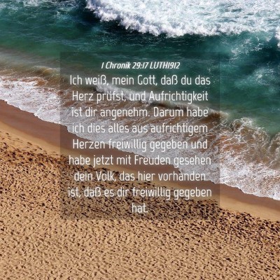 Picture 04 - 1 Chronik 29:17 LUTH1912 - Ich weiß, mein Gott, daß du das Herz prüfst, - Bible Verse Picture