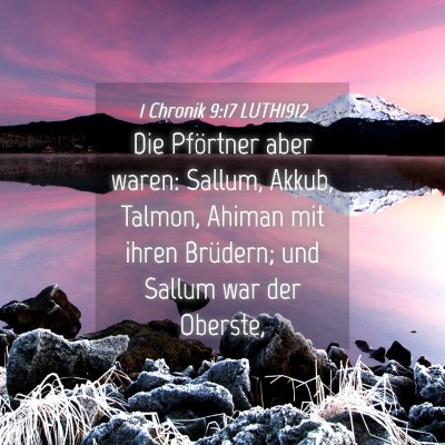 Picture 04 - 1 Chronik 9:17 LUTH1912 - Die Pförtner aber waren: Sallum, Akkub, Talmon, - Bible Verse Picture
