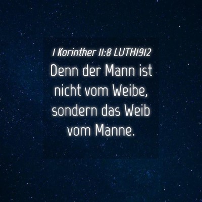 Picture 04 - 1 Korinther 11:8 LUTH1912 - Denn der Mann ist nicht vom Weibe, sondern das - Bible Verse Picture