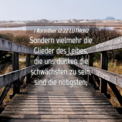Picture 04 - 1 Korinther 12:22 LUTH1912 - Sondern vielmehr die Glieder des Leibes, die uns - Bible Verse Picture