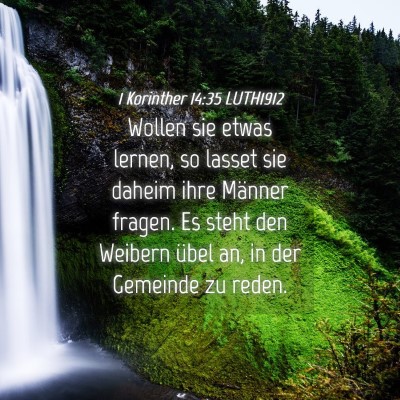 Picture 04 - 1 Korinther 14:35 LUTH1912 - Wollen sie etwas lernen, so lasset sie daheim - Bible Verse Picture