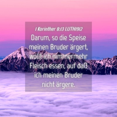 Picture 04 - 1 Korinther 8:13 LUTH1912 - Darum, so die Speise meinen Bruder ärgert, wollt - Bible Verse Picture