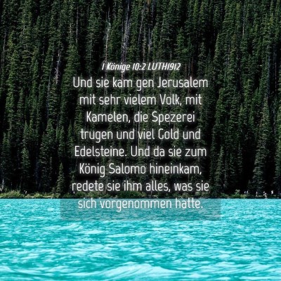 Picture 04 - 1 Könige 10:2 LUTH1912 - Und sie kam gen Jerusalem mit sehr vielem Volk, - Bible Verse Picture