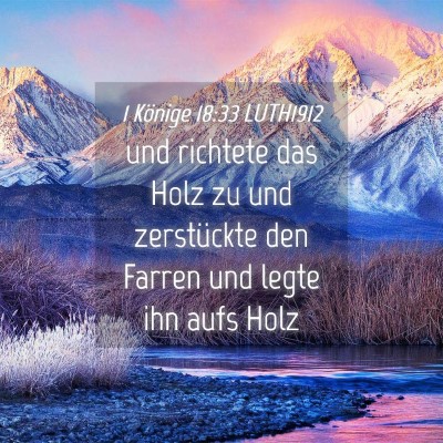 Picture 04 - 1 Könige 18:33 LUTH1912 - und richtete das Holz zu und zerstückte den - Bible Verse Picture