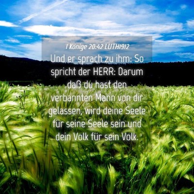 Picture 04 - 1 Könige 20:42 LUTH1912 - Und er sprach zu ihm: So spricht der HERR: Darum - Bible Verse Picture