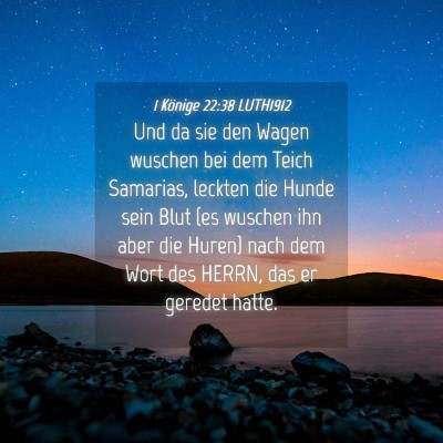 Picture 04 - 1 Könige 22:38 LUTH1912 - Und da sie den Wagen wuschen bei dem Teich - Bible Verse Picture