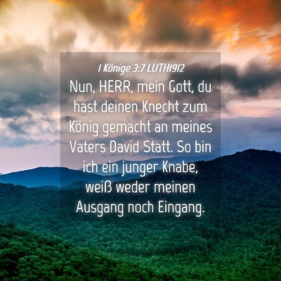Picture 04 - 1 Könige 3:7 LUTH1912 - Nun, HERR, mein Gott, du hast deinen Knecht zum - Bible Verse Picture