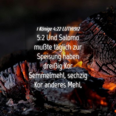 Picture 04 - 1 Könige 4:22 LUTH1912 - 5:2 Und Salomo mußte täglich zur Speisung haben - Bible Verse Picture