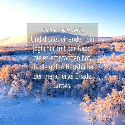 Picture 04 - 1 Petrus 4:10 LUTH1912 - Und dienet einander, ein jeglicher mit der Gabe, - Bible Verse Picture