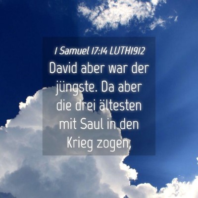 Picture 04 - 1 Samuel 17:14 LUTH1912 - David aber war der jüngste. Da aber die drei - Bible Verse Picture