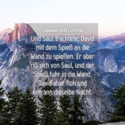 Picture 04 - 1 Samuel 19:10 LUTH1912 - Und Saul trachtete, David mit dem Spieß an die - Bible Verse Picture