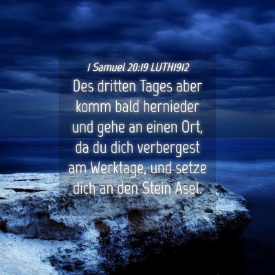 Picture 04 - 1 Samuel 20:19 LUTH1912 - Des dritten Tages aber komm bald hernieder und - Bible Verse Picture