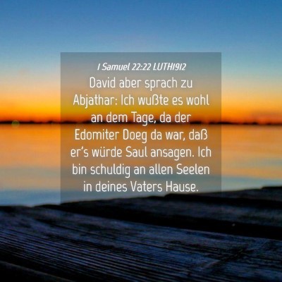 Picture 04 - 1 Samuel 22:22 LUTH1912 - David aber sprach zu Abjathar: Ich wußte es wohl - Bible Verse Picture