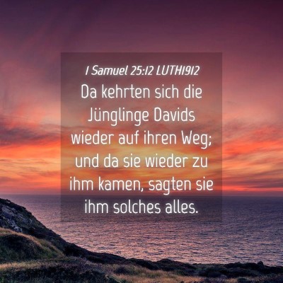 Picture 04 - 1 Samuel 25:12 LUTH1912 - Da kehrten sich die Jünglinge Davids wieder auf - Bible Verse Picture
