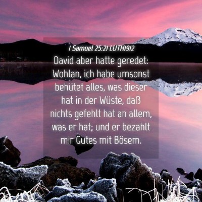 Picture 04 - 1 Samuel 25:21 LUTH1912 - David aber hatte geredet: Wohlan, ich habe - Bible Verse Picture