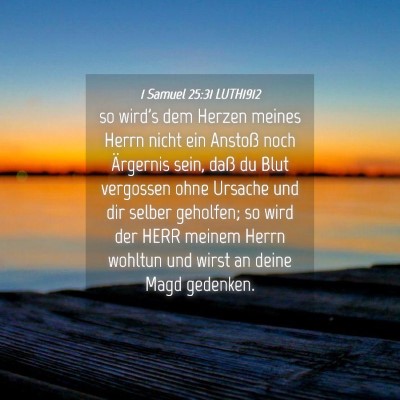 Picture 04 - 1 Samuel 25:31 LUTH1912 - so wird's dem Herzen meines Herrn nicht ein - Bible Verse Picture