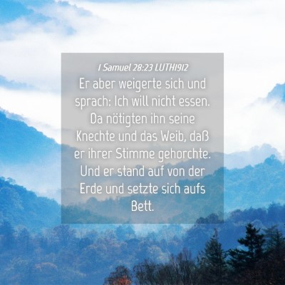 Picture 04 - 1 Samuel 28:23 LUTH1912 - Er aber weigerte sich und sprach: Ich will nicht - Bible Verse Picture