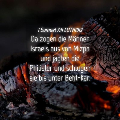 Picture 04 - 1 Samuel 7:11 LUTH1912 - Da zogen die Männer Israels aus von Mizpa und - Bible Verse Picture