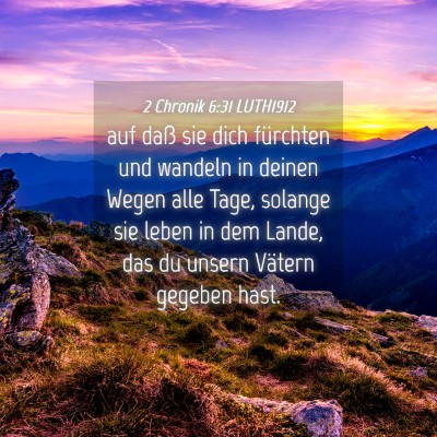 Picture 04 - 2 Chronik 6:31 LUTH1912 - auf daß sie dich fürchten und wandeln in deinen - Bible Verse Picture