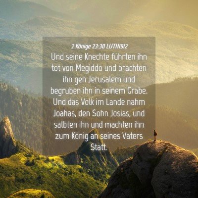 Picture 04 - 2 Könige 23:30 LUTH1912 - Und seine Knechte führten ihn tot von Megiddo - Bible Verse Picture