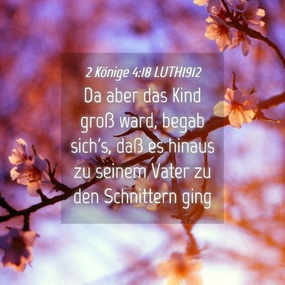 Picture 04 - 2 Könige 4:18 LUTH1912 - Da aber das Kind groß ward, begab sich's, daß - Bible Verse Picture