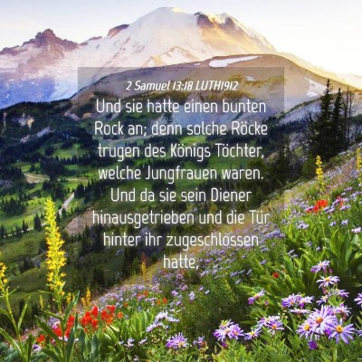 Picture 04 - 2 Samuel 13:18 LUTH1912 - Und sie hatte einen bunten Rock an; denn solche - Bible Verse Picture